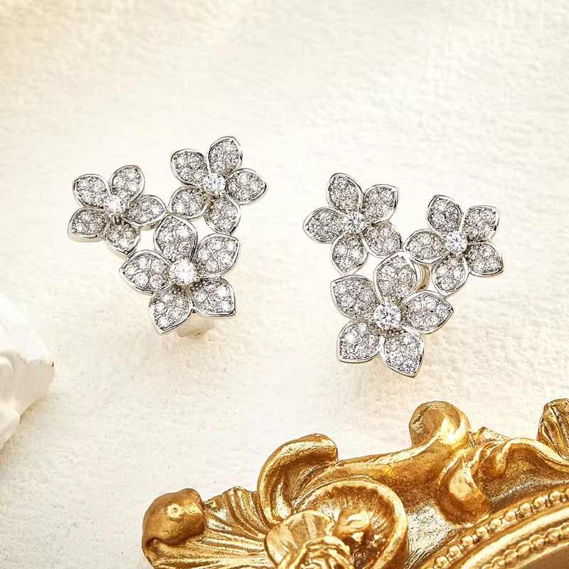 Triflower Silver Studs