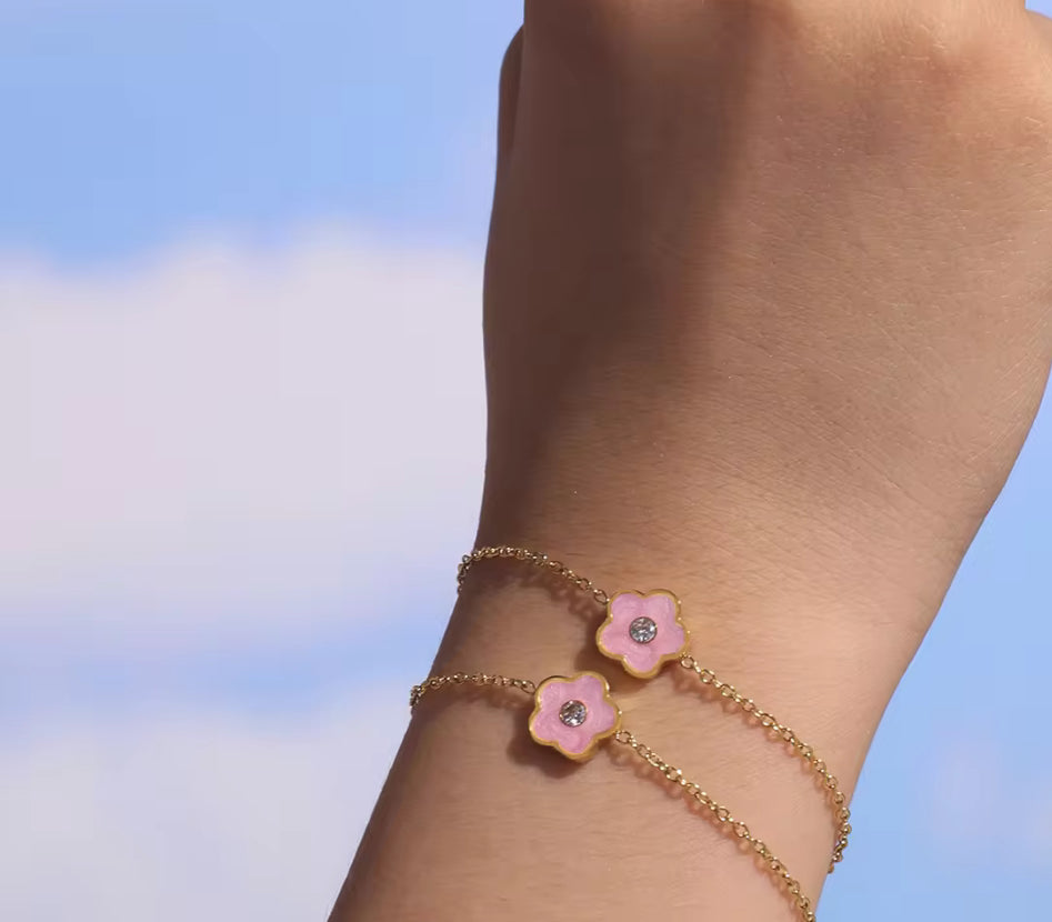 Kids Pink Flower Bracelet