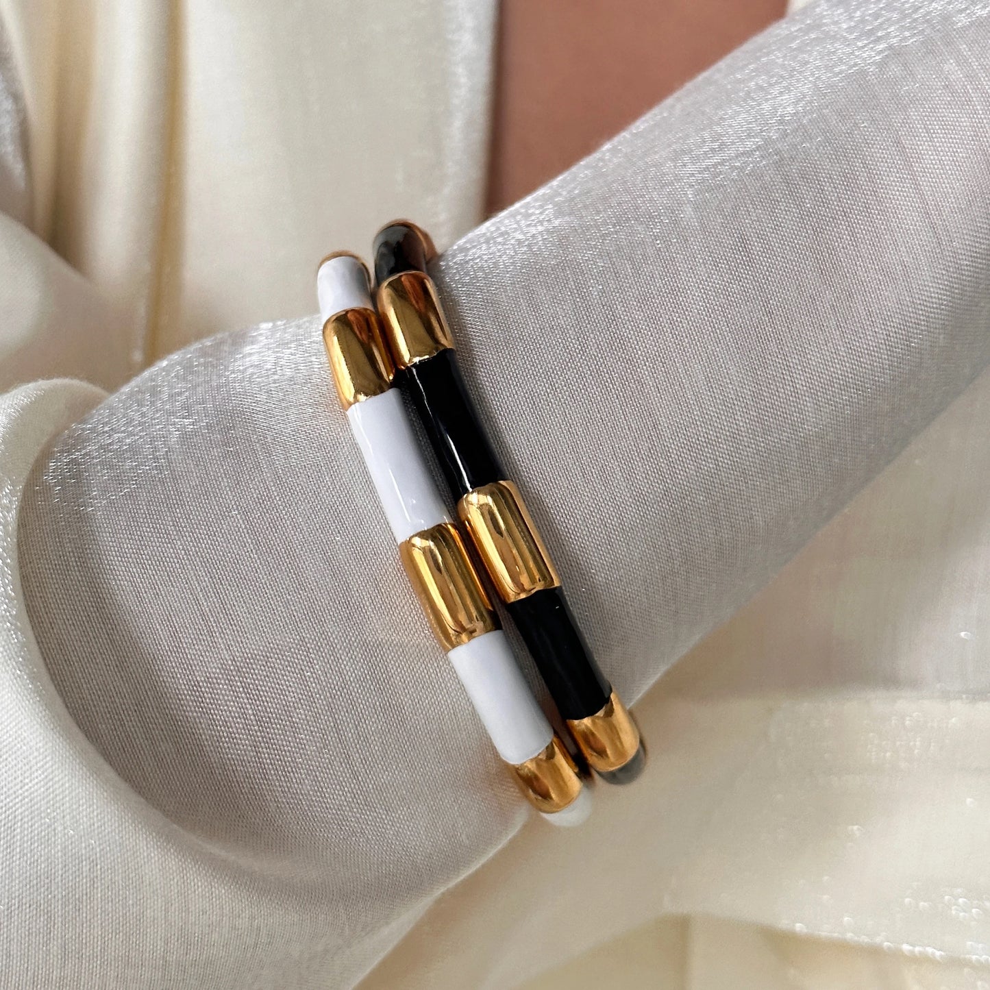 Black Enamel Gold Bangle