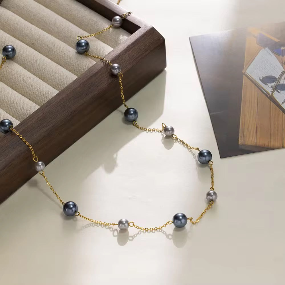 Long Grey Pearl Necklace