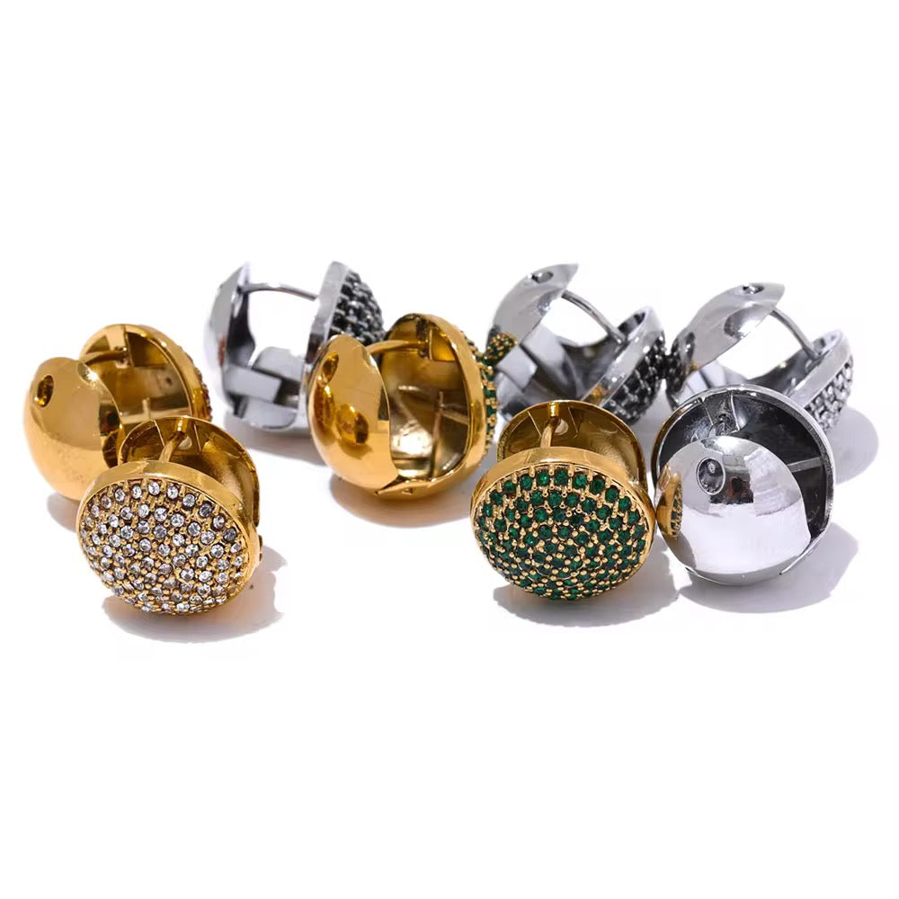 Green Dual Round Studs