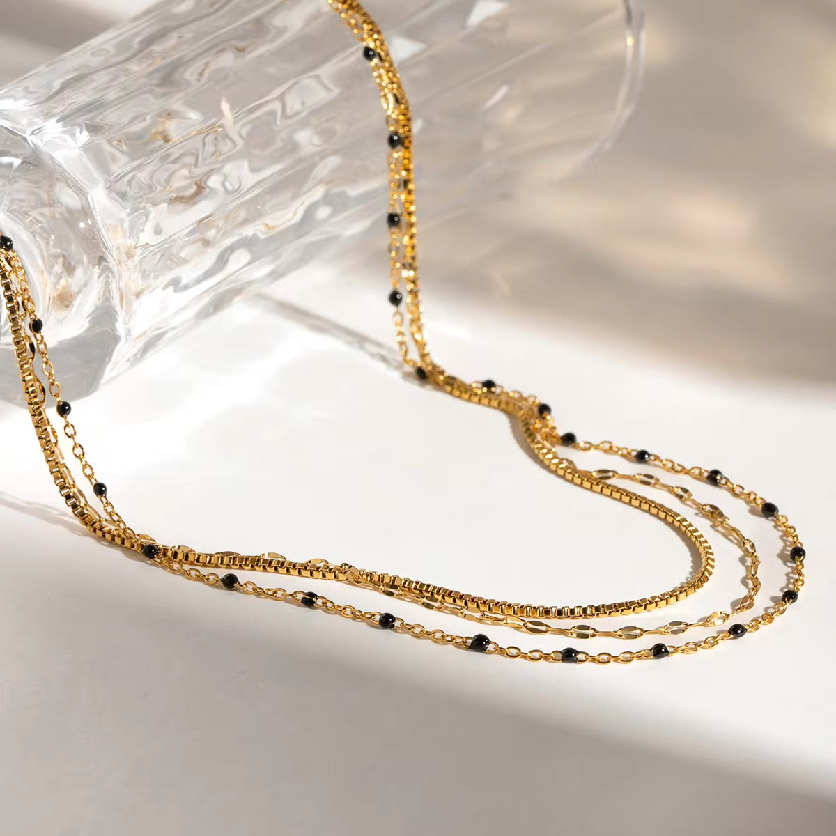 Black Trilayer Necklace