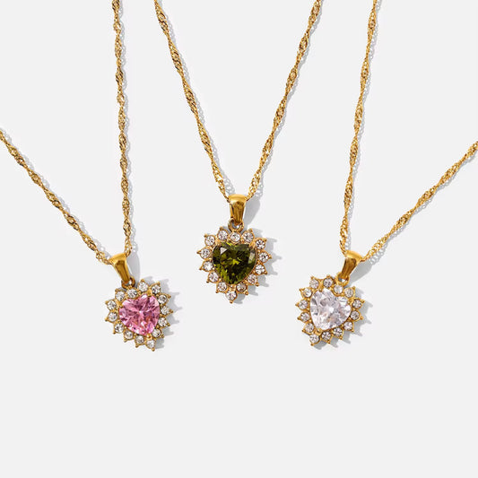 Sparkly Pink Heart Necklace