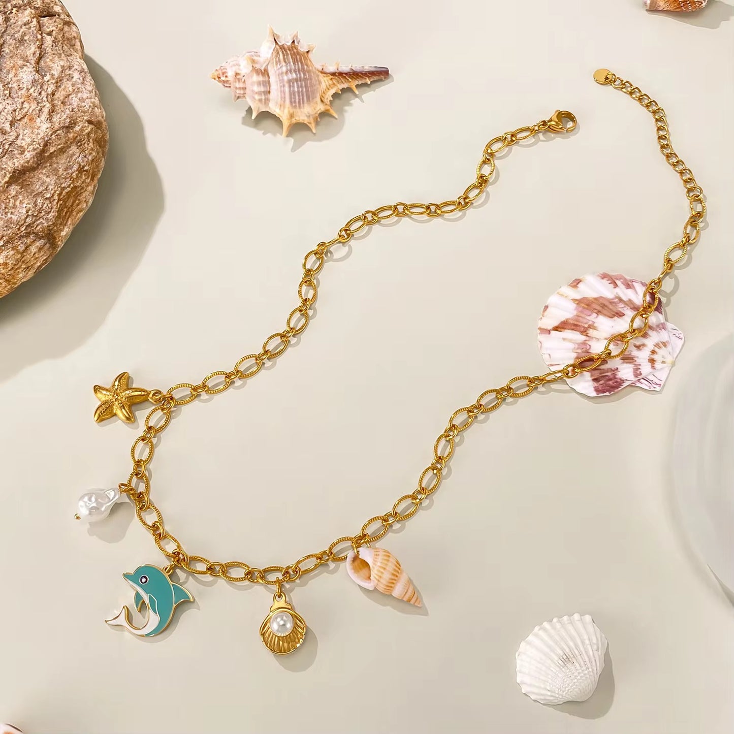 Blue Dolphin Charm Necklace