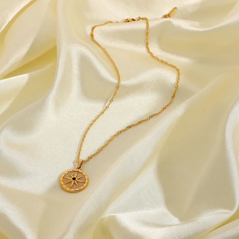 Black Dot Circle Necklace
