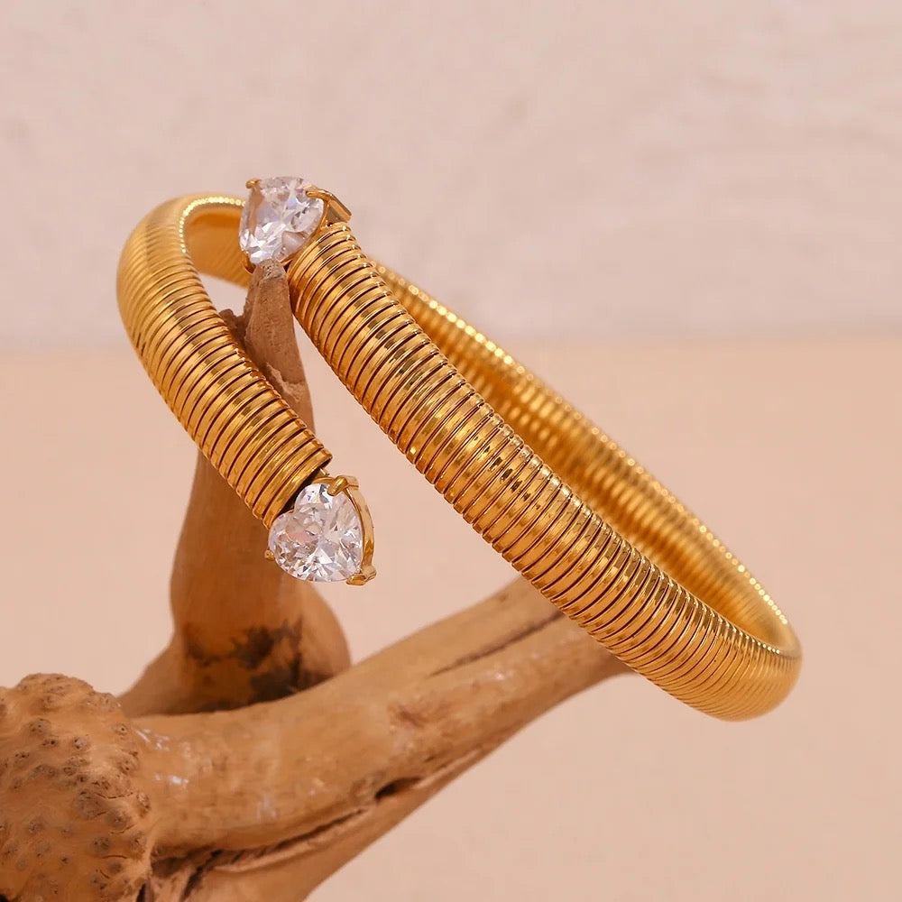 Diamond Heart Striped Bracelet