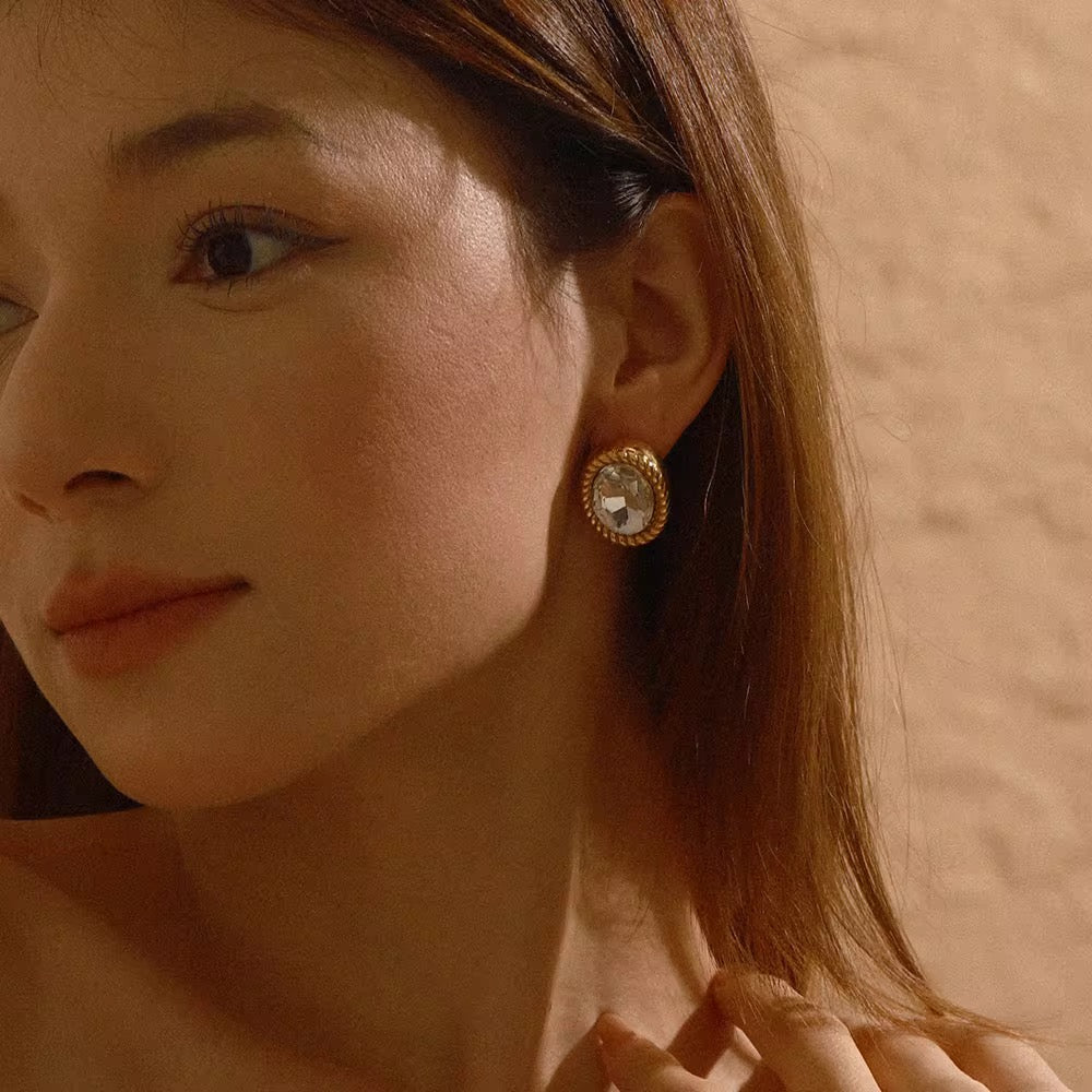 Crystal Gold Studs