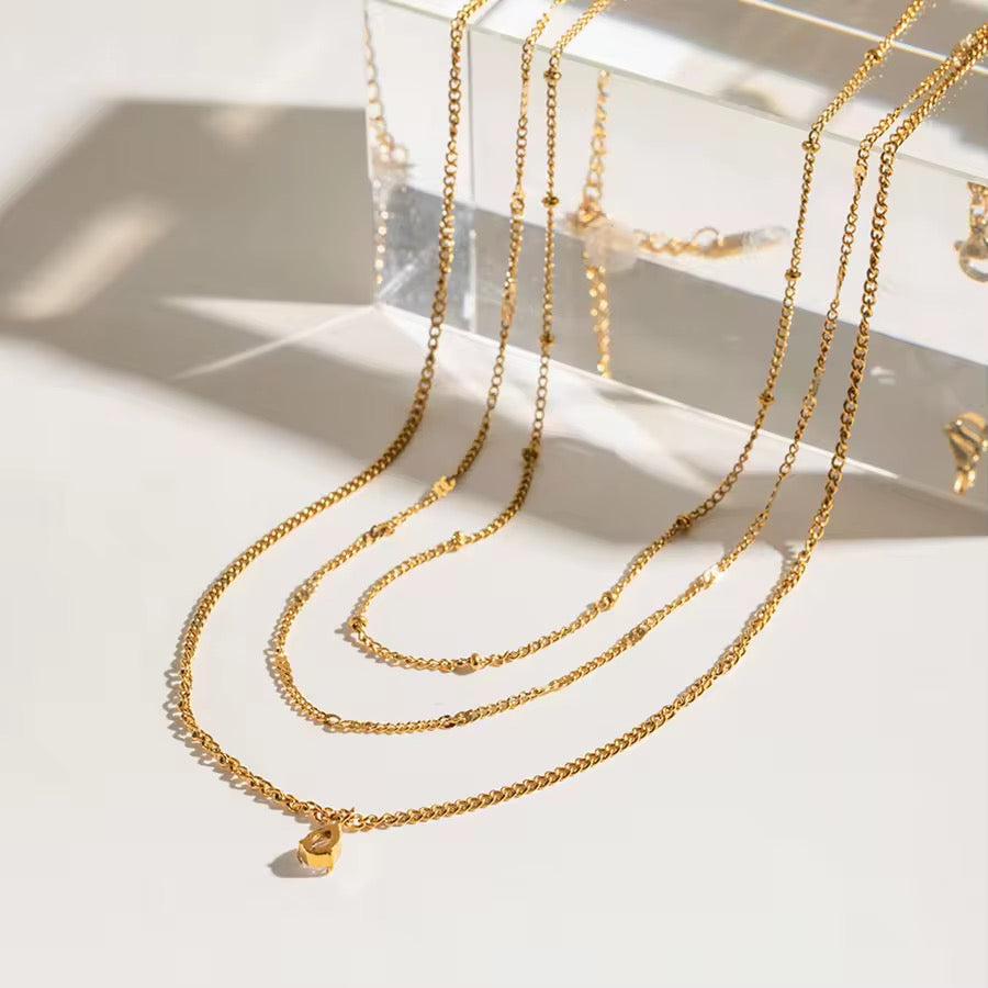 Drop trilayer Necklace