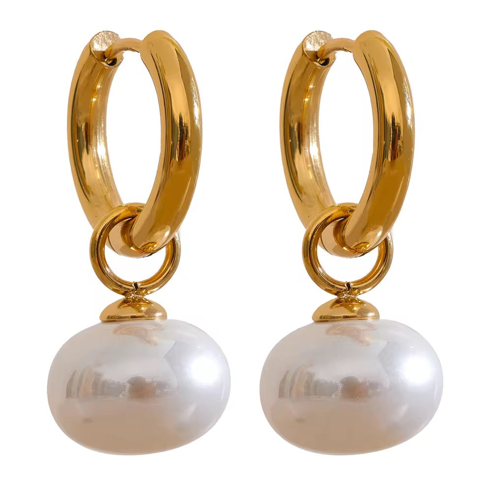 Butter Pearl Hoops
