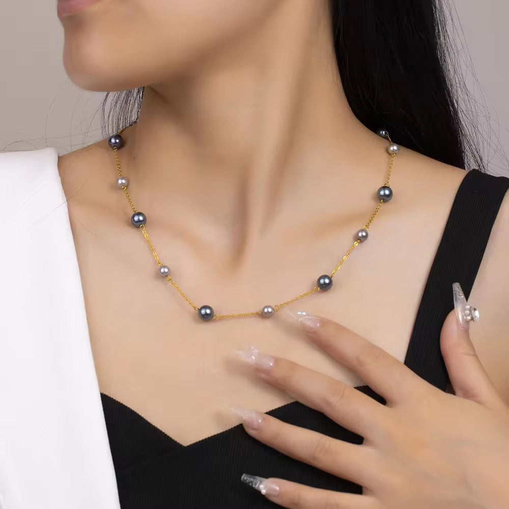 Long Grey Pearl Necklace