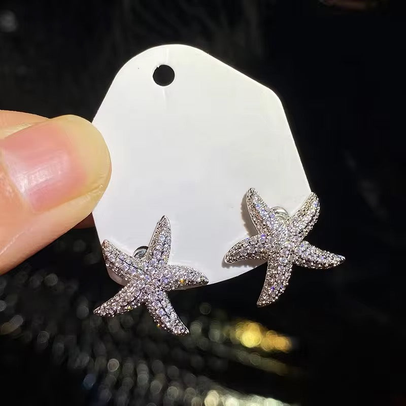Silver Starfish Studs