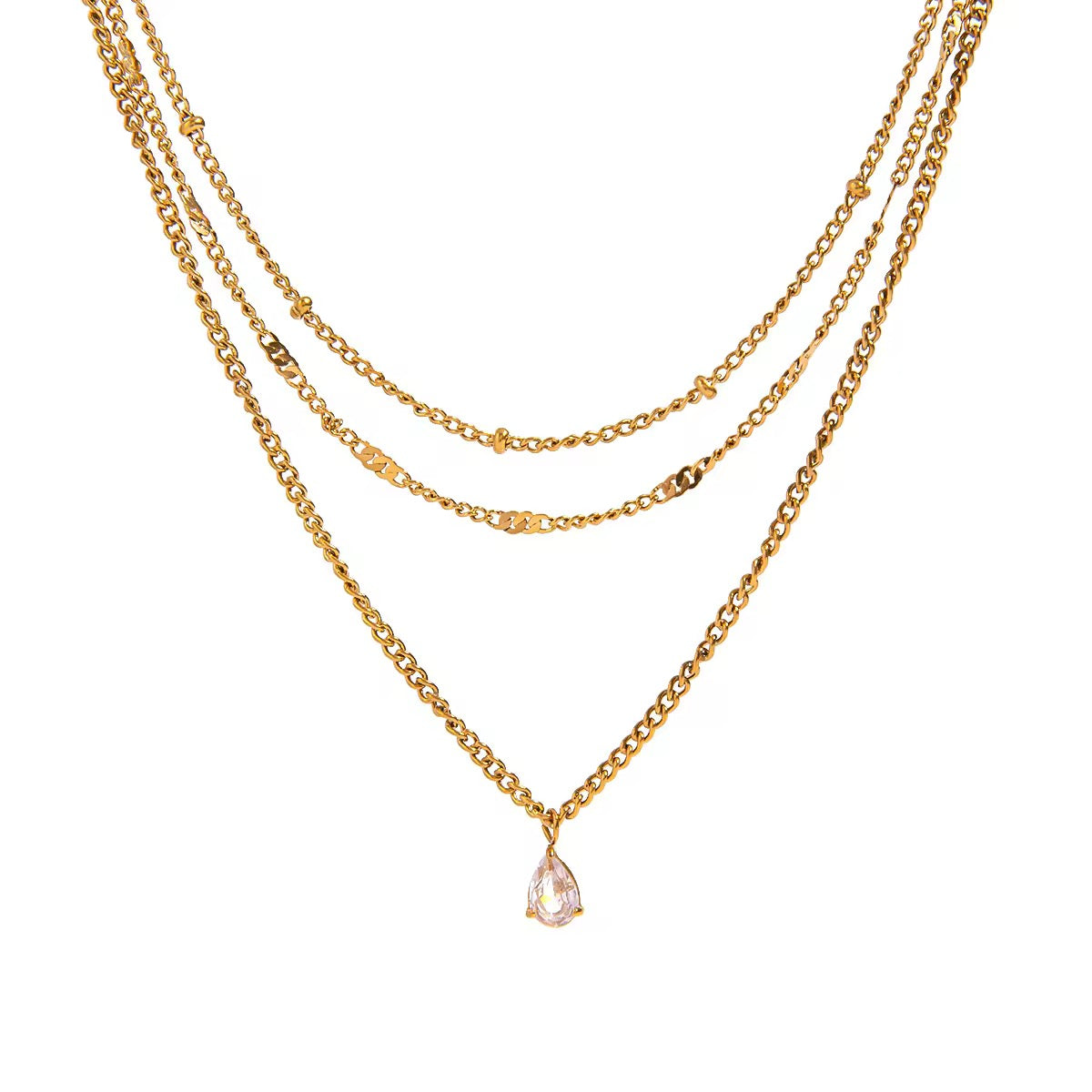Drop trilayer Necklace