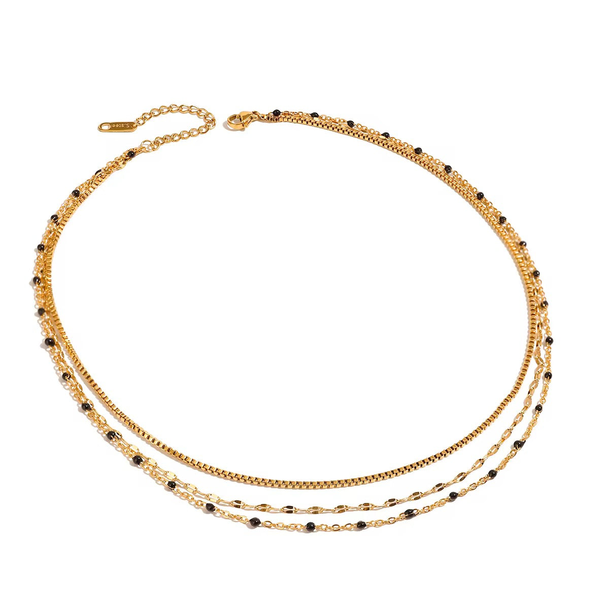 Black Trilayer Necklace