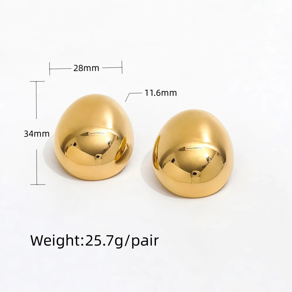 Large Smooth Oval Studs