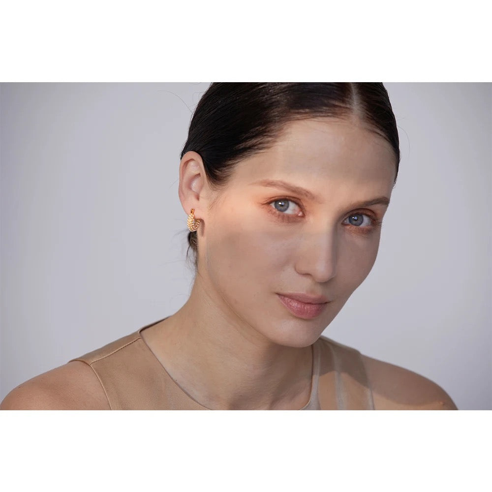 Pearly Zirconia cz Hoops