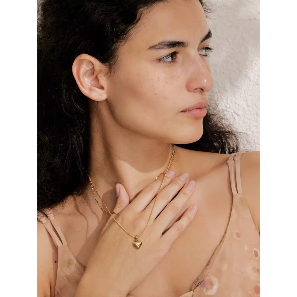Ripple Heart Double Layer Necklace