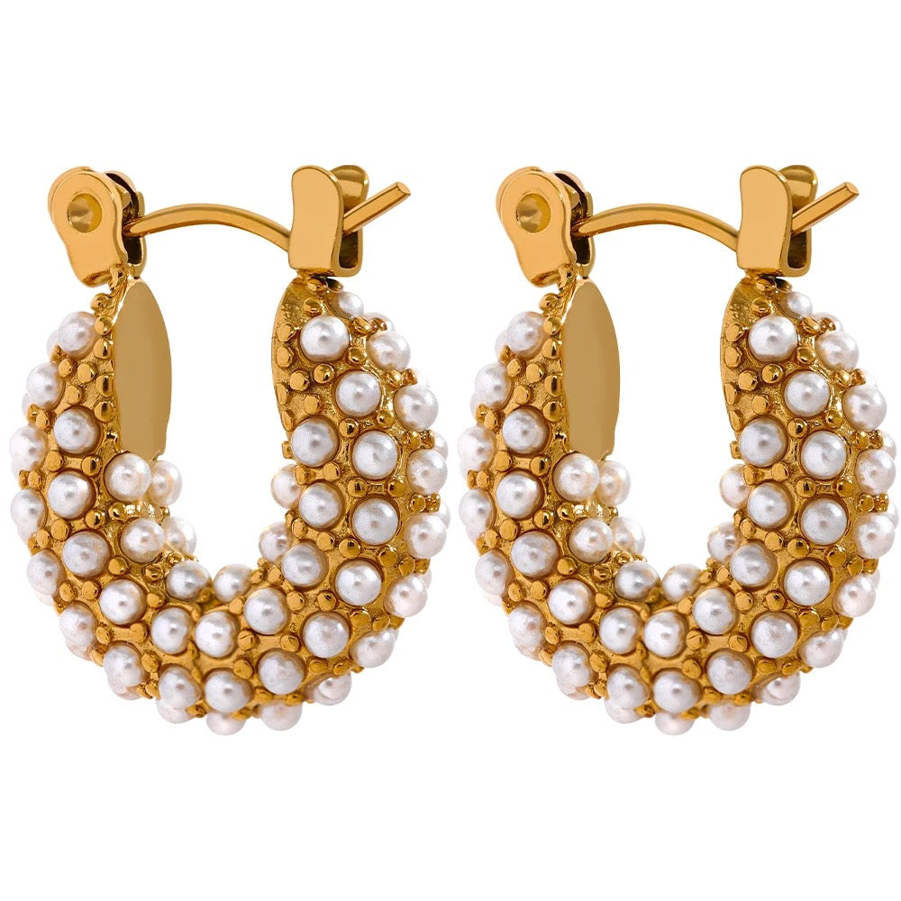 Pearly Zirconia cz Hoops