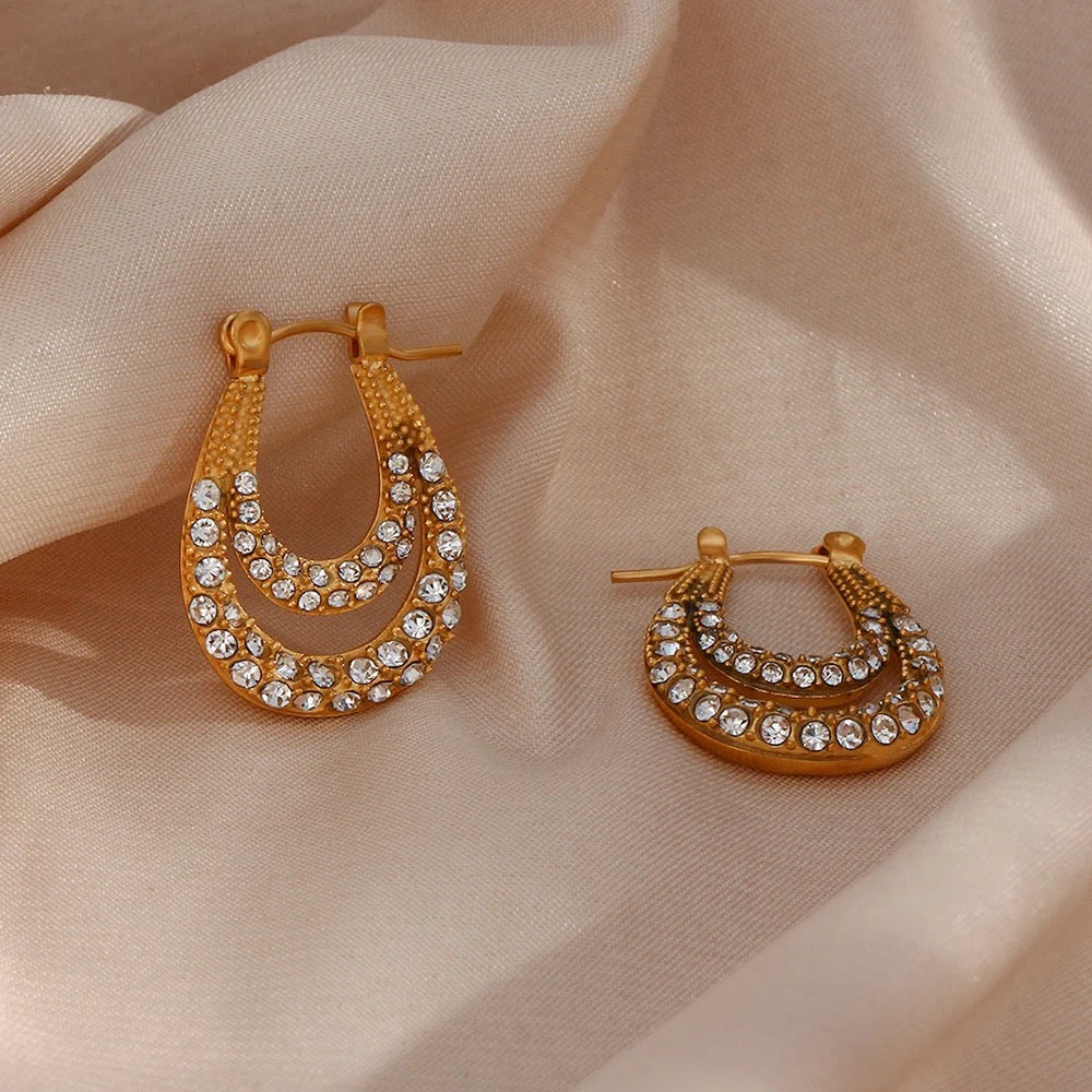 Zirconia Double Paved Hoops
