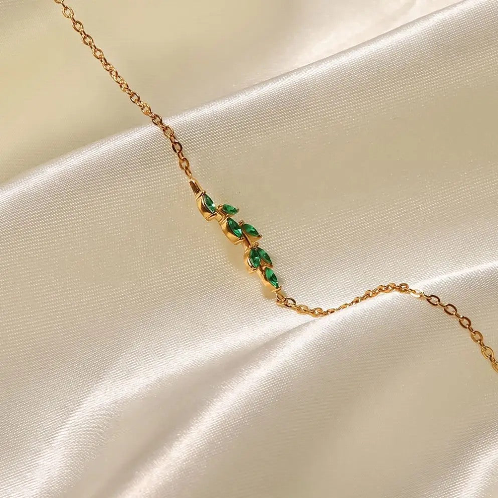 Green Dainty Branch Bracelet