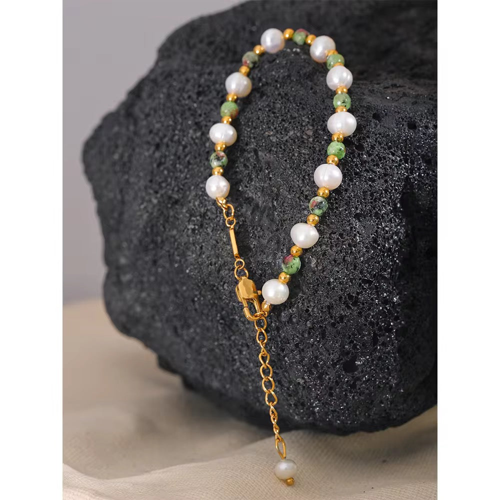 Pearl Zoisite Bracelet