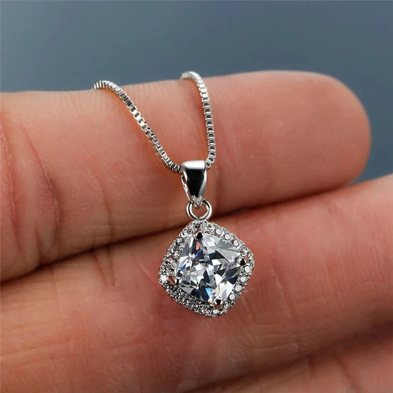 Silver Cushion Necklace