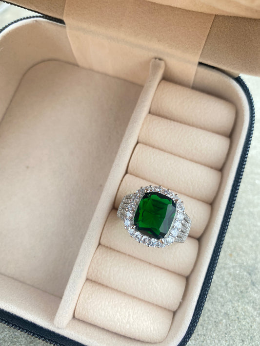 Green Cushion Ring