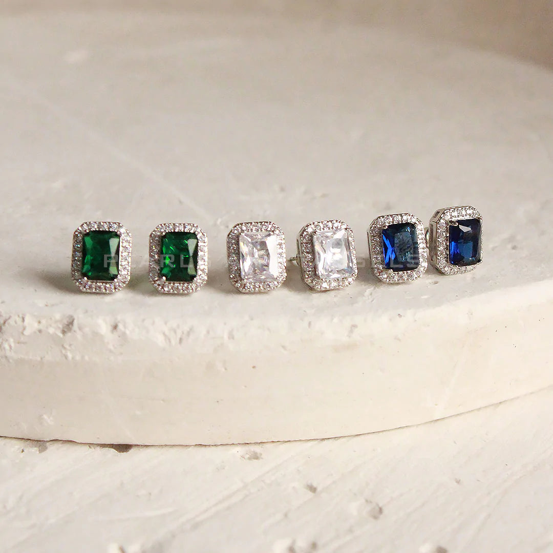 White Geometric Studs