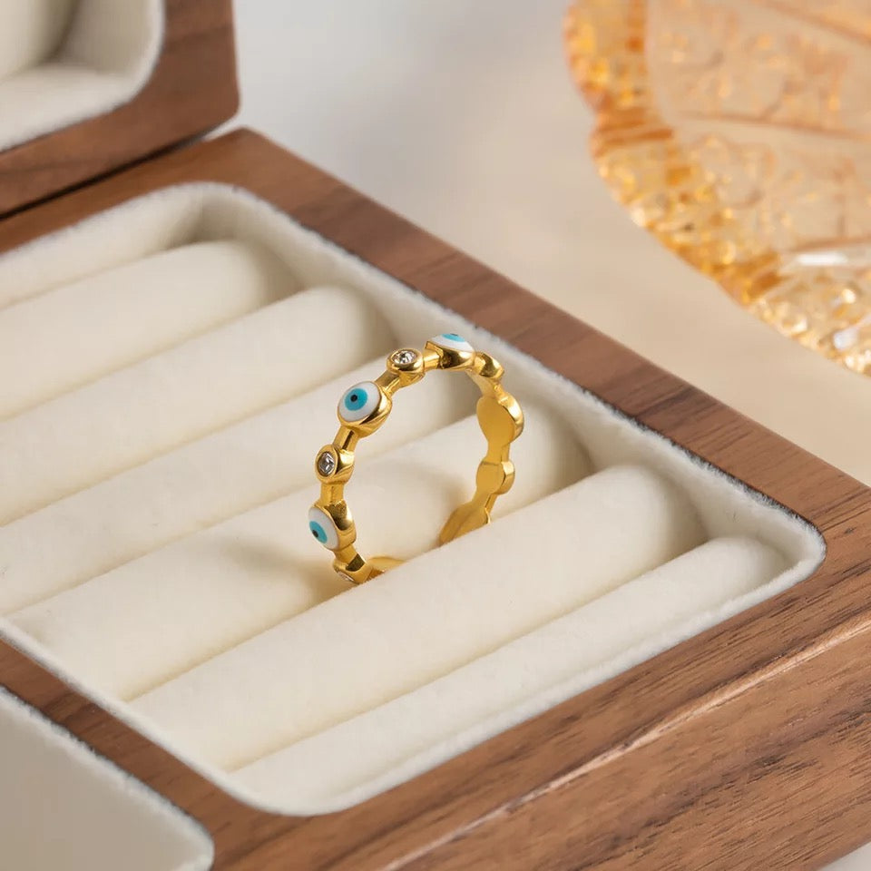 Tiny Evil Eye Ring (Adjustable size)