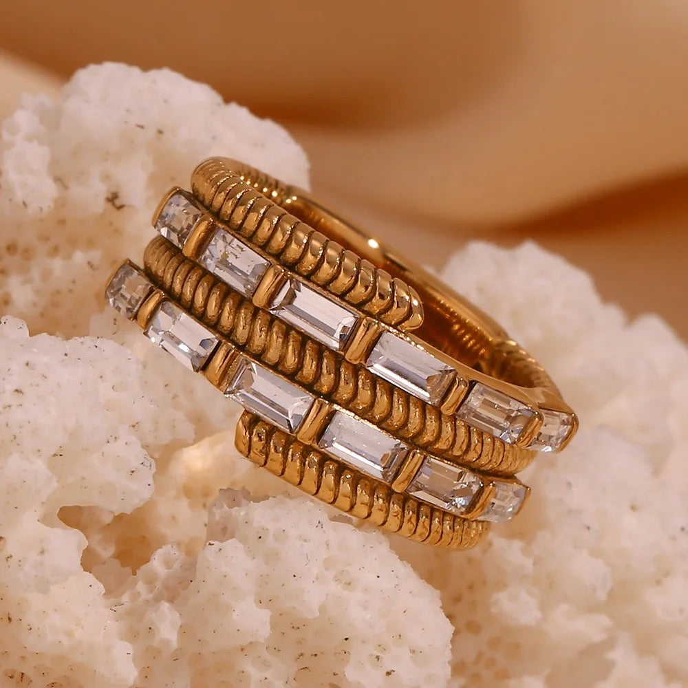 Diamente Layered Gold Ring