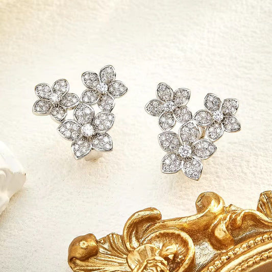 Triflower Silver Studs