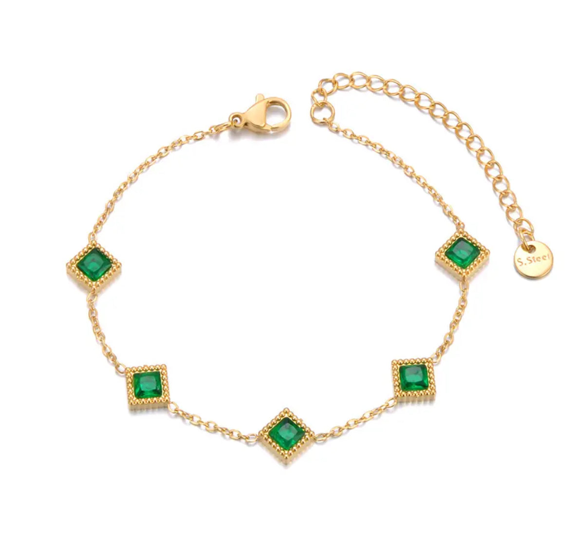 Emerald Square Dotted Bracelet