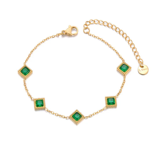 Emerald Square Dotted Bracelet