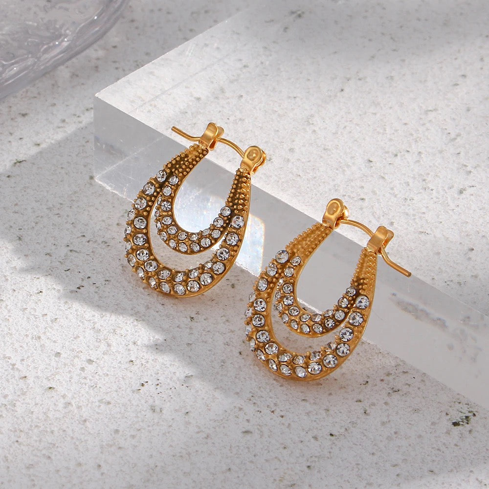 Zirconia Double Paved Hoops