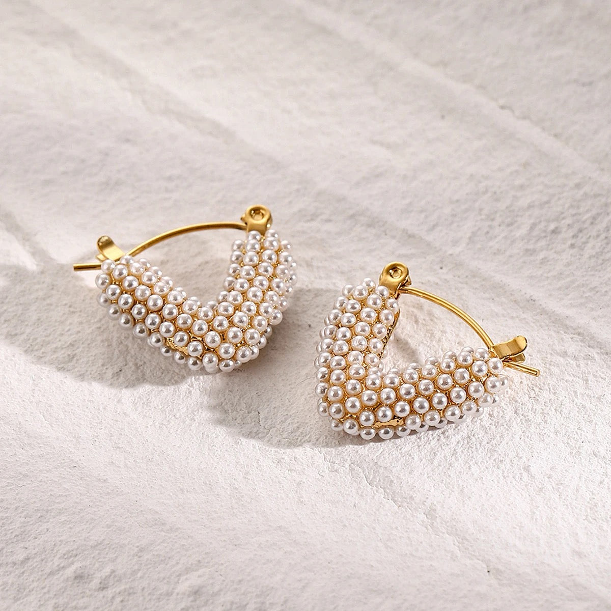 Pearly V Shape Hoops