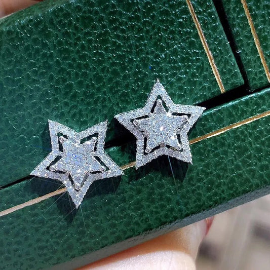 Silver Pointed Star Studs