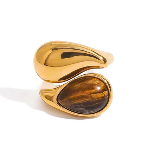 Tigereye waterdrop Ring