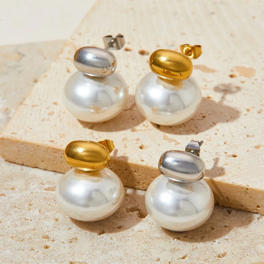 Silver Solara Pearl Studs