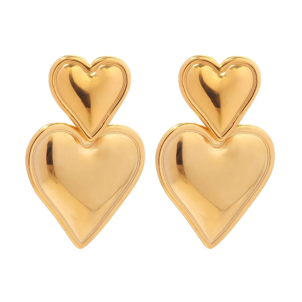 Double Heart Solid Earrings