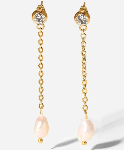 Pearl Chain Dangle Earrings