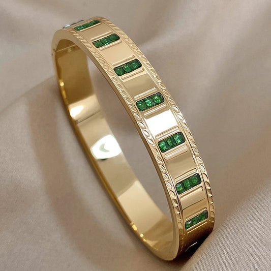 Green Inlaid Zircon Bangle A17