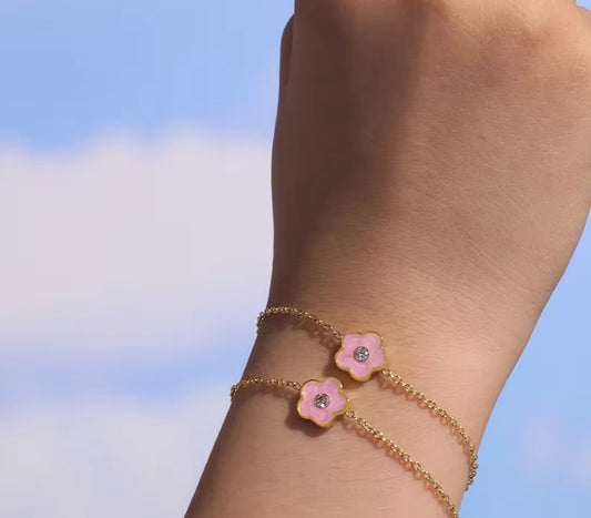 Kids Pink Flower Bracelet