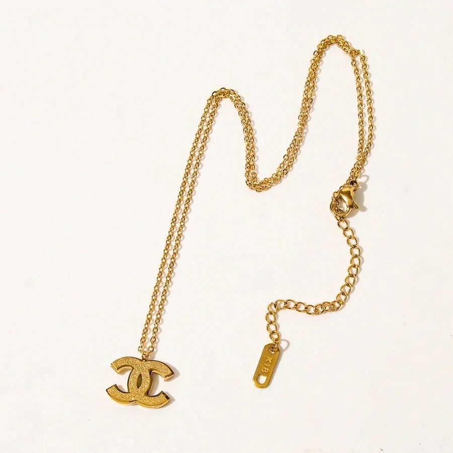 Frosted Channel Gold Necklace