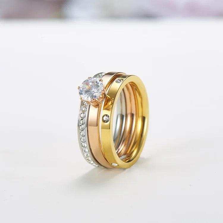 Tritoned Zircon Ring Stack