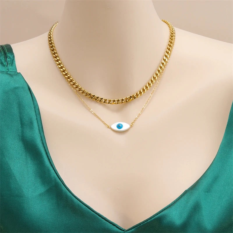 Double layer Blue Eye Necklace