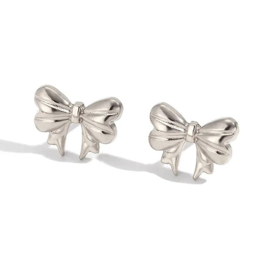 Silver Minies Bow Studs