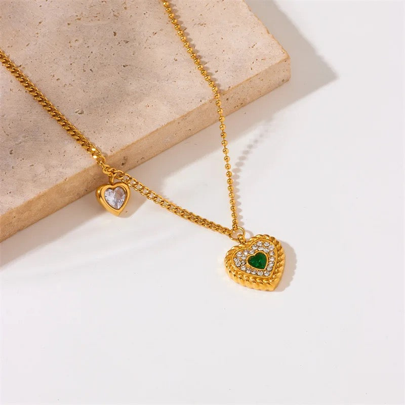 Emerald Zircon Heart Necklace