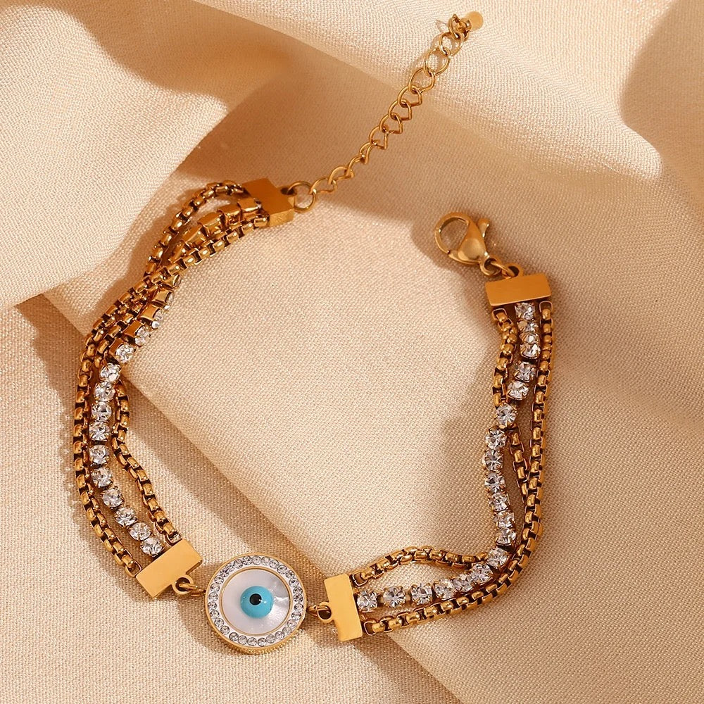 Evil Eye trio Zircon Bracelet