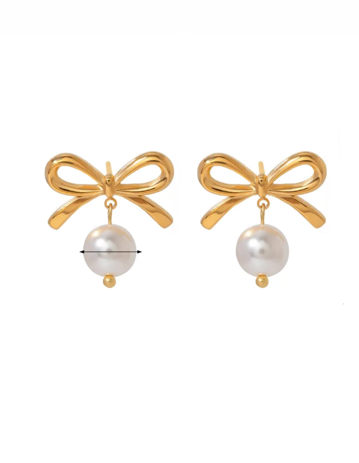 Gold Bow Pearl Earrings