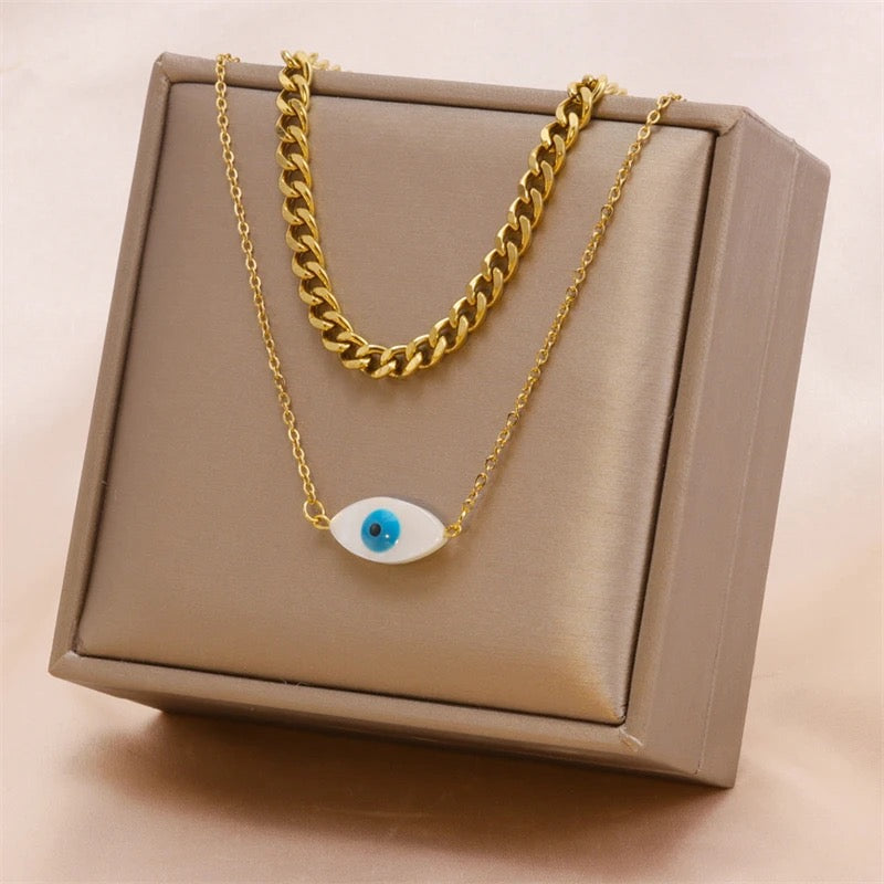 Double layer Blue Eye Necklace