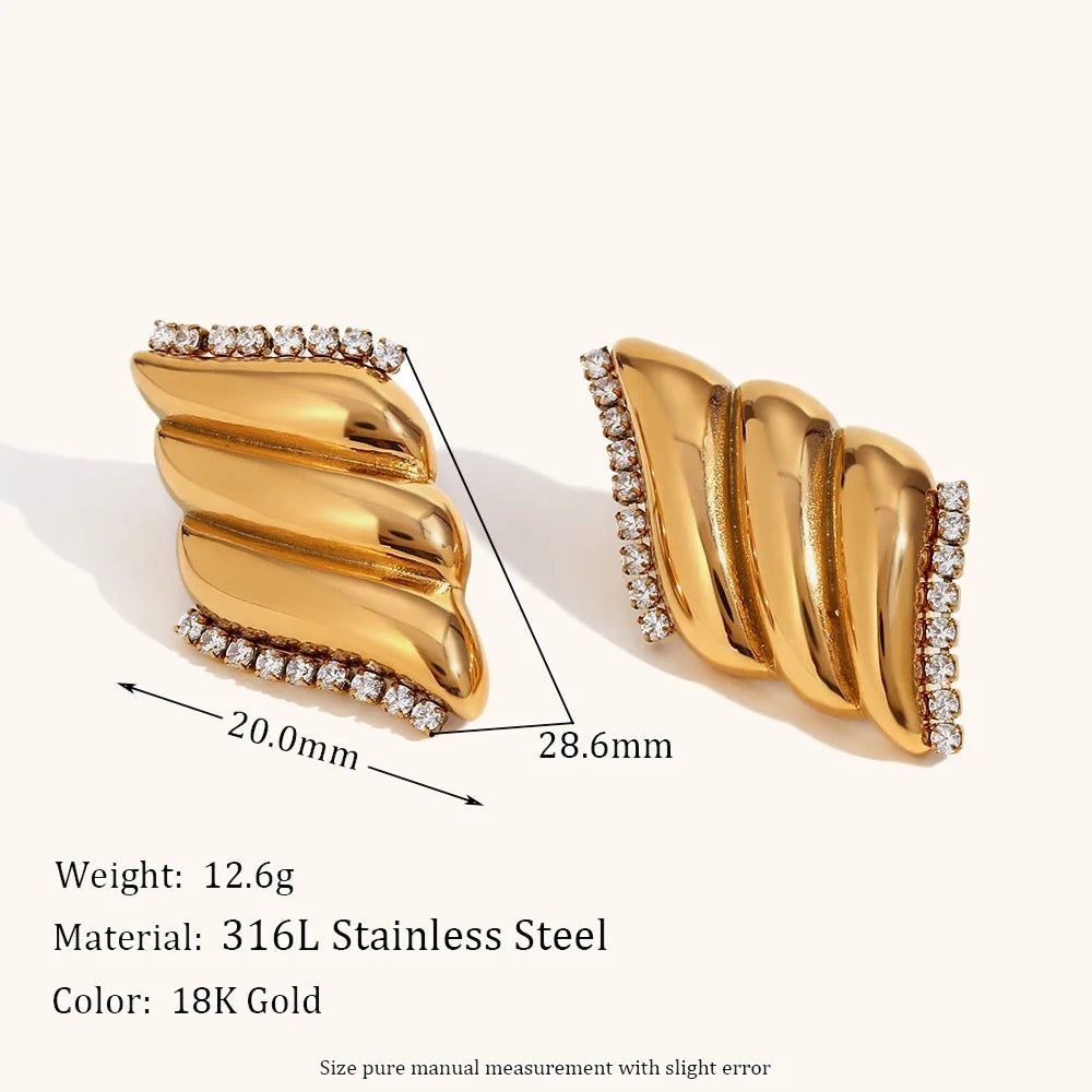 Inlaid Wing Gold Studs